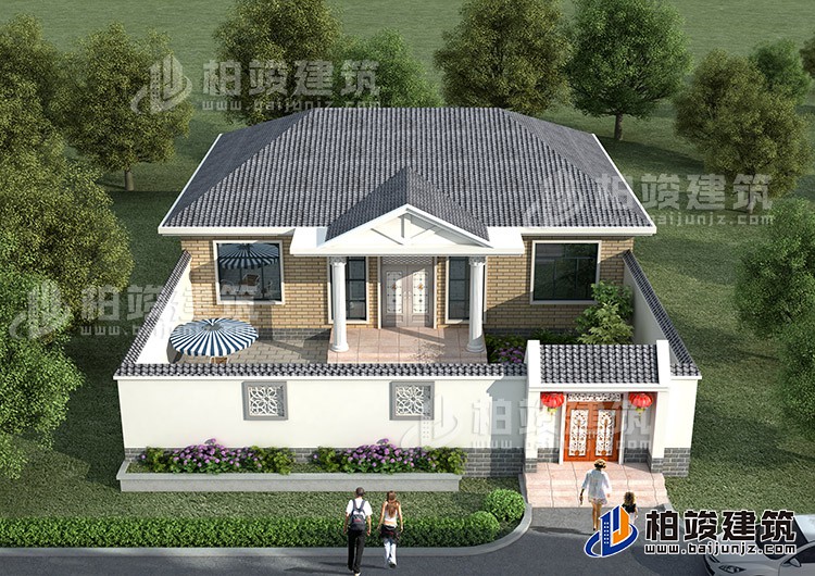 最新款农村一层简欧风格别墅设计图纸BZ101-简欧风格
