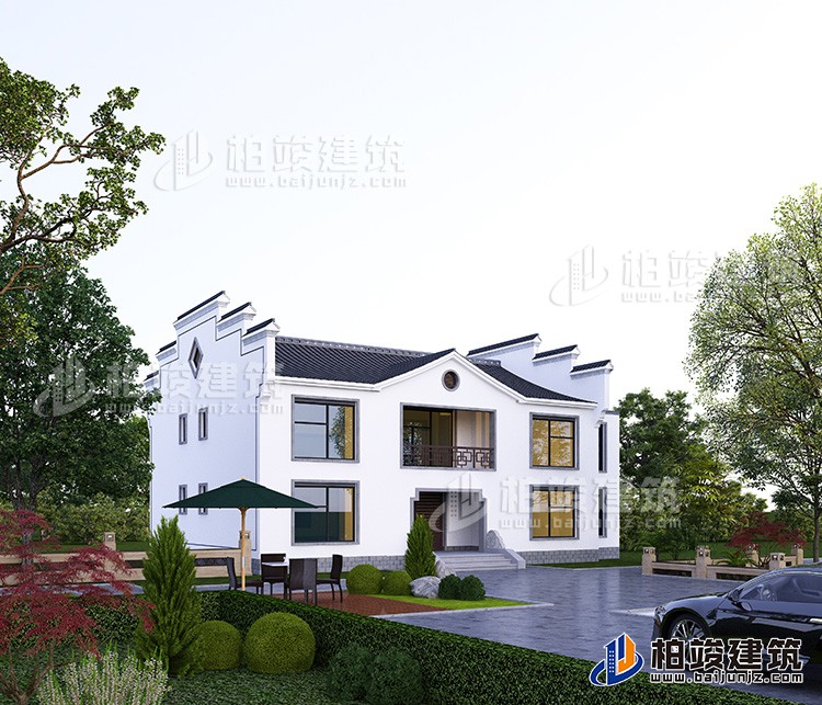 漂亮的中式民宿别墅设计图纸 造价25万BZ2505-新中式风格